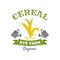 Organic cereal emblem with rye ears and grain