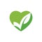 Organic check logo template illustration. Check leaf with heart icon logo design template.