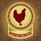 Organic chicken farm vintage label with chicken on the grunge background.