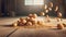 Organic chocolate truffle ball on rustic wood table, indulgent snack generated by AI