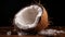 Organic Coconut With Ice On Dark Background - Wetcore Style