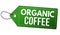 Organic coffee label or price tag