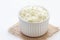 Organic cottage cheese in bowl