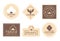 Organic cotton label vector illustration set, mark logo icons collection with cottonseed branch plant symbol emblem