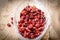 Organic cranberry, healthy dry dried cranberry in bowl