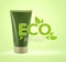 Organic eco friendly cosmetic product on green