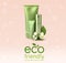 Organic eco friendly cosmetic products on light background