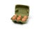 Organic eggs in the green cardboard box