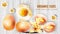 Organic eggs on wooden background