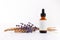 Organic essential oil of lavender and wheat herbs isolated. Health care and spa treatment