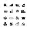 Organic farm and agriculture vector silhouette icons isolated