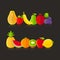 Organic farm fruits illustration in flat style