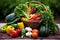 organic farmers market produce in a handwoven basket