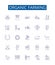 Organic farming line icons signs set. Design collection of Organic, Farming, Agriculture, Crops, Soil, Pesticides