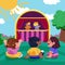 Organic flat kids watching puppet show illustrated Vector illustration.