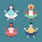 Organic flat people collection meditating Vector illustration.