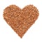Organic flax seed Linum usitatissimum or linseed in Heart Shape.