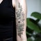 Organic Floral Tattoo: Mint Sketches In Light Black And Green