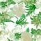 Organic Flower Textile. Natural Summer Print. Green Seamless Backdrop. Watercolor Leaves. Pattern Wallpaper. Floral Painting.Exoti