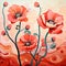 Organic Flowing Beauty: Art Nouveau Inspired Red Flower Scene