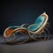 Organic Flowing Lines Chaise Lounge With Gold And Leather