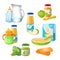 Organic food for babies vector poster. Juices and apple purees
