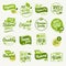 Organic food, farm fresh and natural product stickers and badges collection