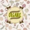 Organic food frame. Vegetables seamless pattern