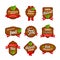 Organic food product badge label design. Farm sticker healthy symbol fresh package eco