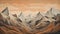 Organic Forms: A Muted Toned Himalayan Art Inspired Painting Of Desert Mountains