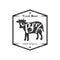 Organic Fresh Meat, Premium Quality Retro Cattle Logo Template, Badge with Cow for Butchery, Meat Shop, Packaging or