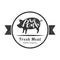 Organic Fresh Meat, Premium Quality Retro Cattle Logo Template, Badge with Pig for Butchery, Meat Shop, Packaging or