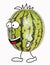Organic fruit, here a watermelon as a comic