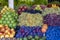 Organic fruits at the farmers market in Turkey. Fresh fruits for sale in a street market