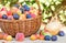 Organic fruits - fresh fruits in wicker basket