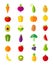 Organic fruits and vegetables flat style icons set