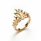 Organic Gold Crown Ring With Whimsical Floral Design