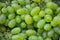 Organic green grapes in a market