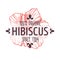 Organic herb, hibiscus plant or herb, isolated icon with lettering