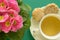 Organic herbal tea and homemade cookies flowers