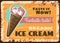 Organic ice cream rusty metal vector plate