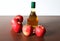 Organic ingredient: apple cider vinegar in a bottle made from red apples