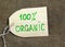 Organic label on the burlap background