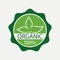 Organic label. Nature quality verified symbol with leaves. Vector.