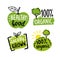 Organic labels. Fresh eco vegetarian emblems, vegan label and healthy foods logo. Sticker or ecological product stamp.