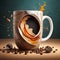 Organic Material Cracked Coffee Mug With Surrealistic Elements