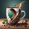 Organic Material Cracked Coffee Mug With Surrealistic Elements