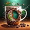 Organic Material Cracked Coffee Mug With Surrealistic Elements