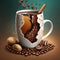 Organic Material Cracked Coffee Mug With Surrealistic Elements