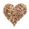 Organic Milk Thistle Seed Silybum marianum in Heart Shape.